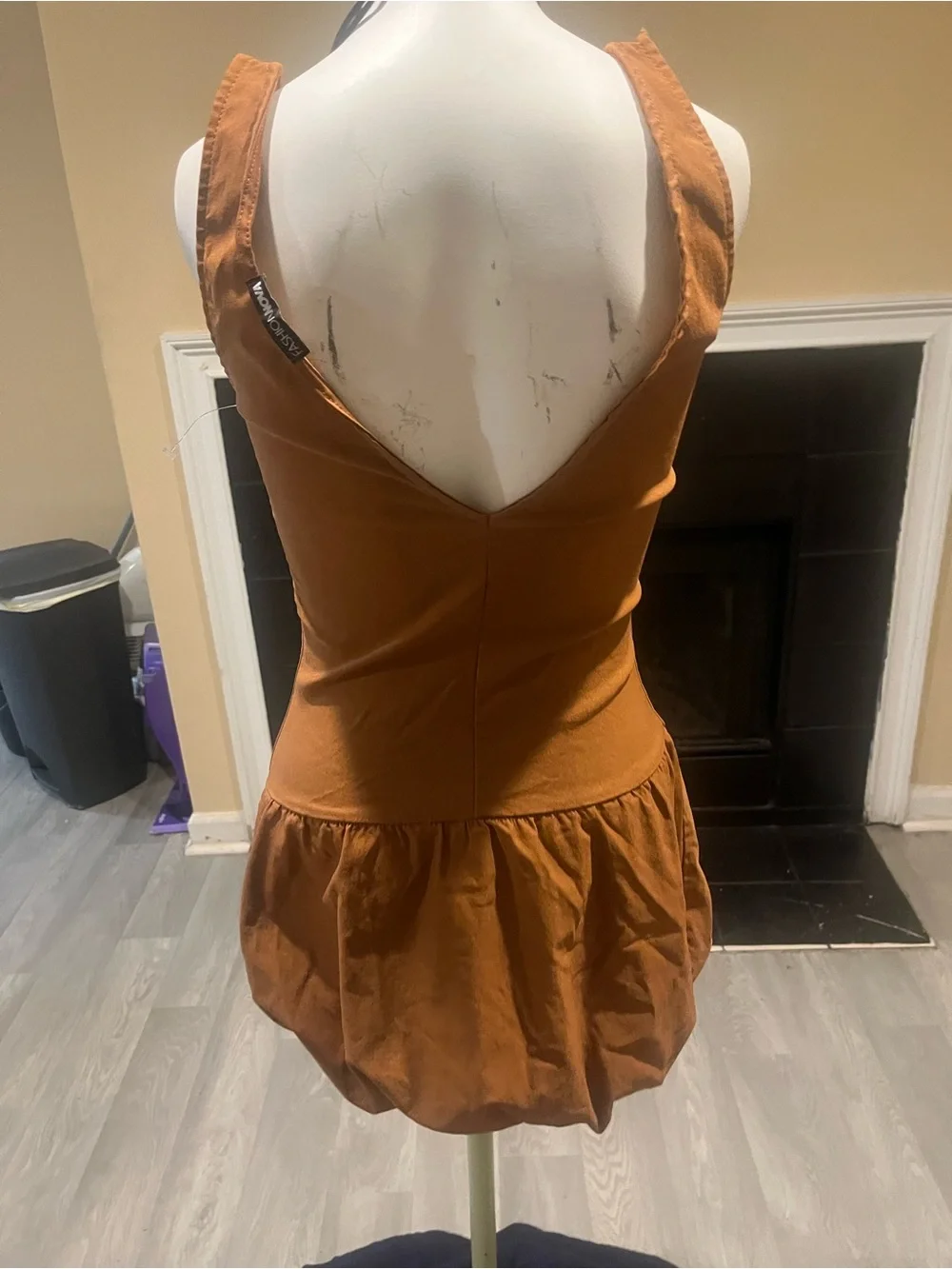 Fashion Nova Sleeveless Scoop Neck Midi Dress in Rust